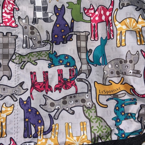 Le Sportsac multipurpose tote bag cat pattern rare find Gray with cats all over - Picture 2 of 14